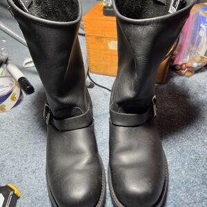 Frye Black Leather Boots with Buckle